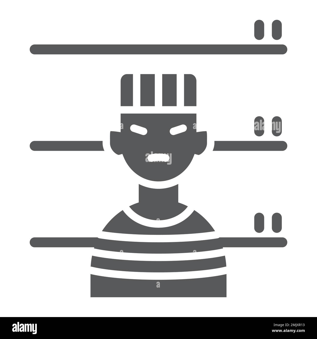 Prisoner glyph icon, criminal and jail, man sign, vector graphics, a solid pattern on a white background, eps 10. Stock Vector