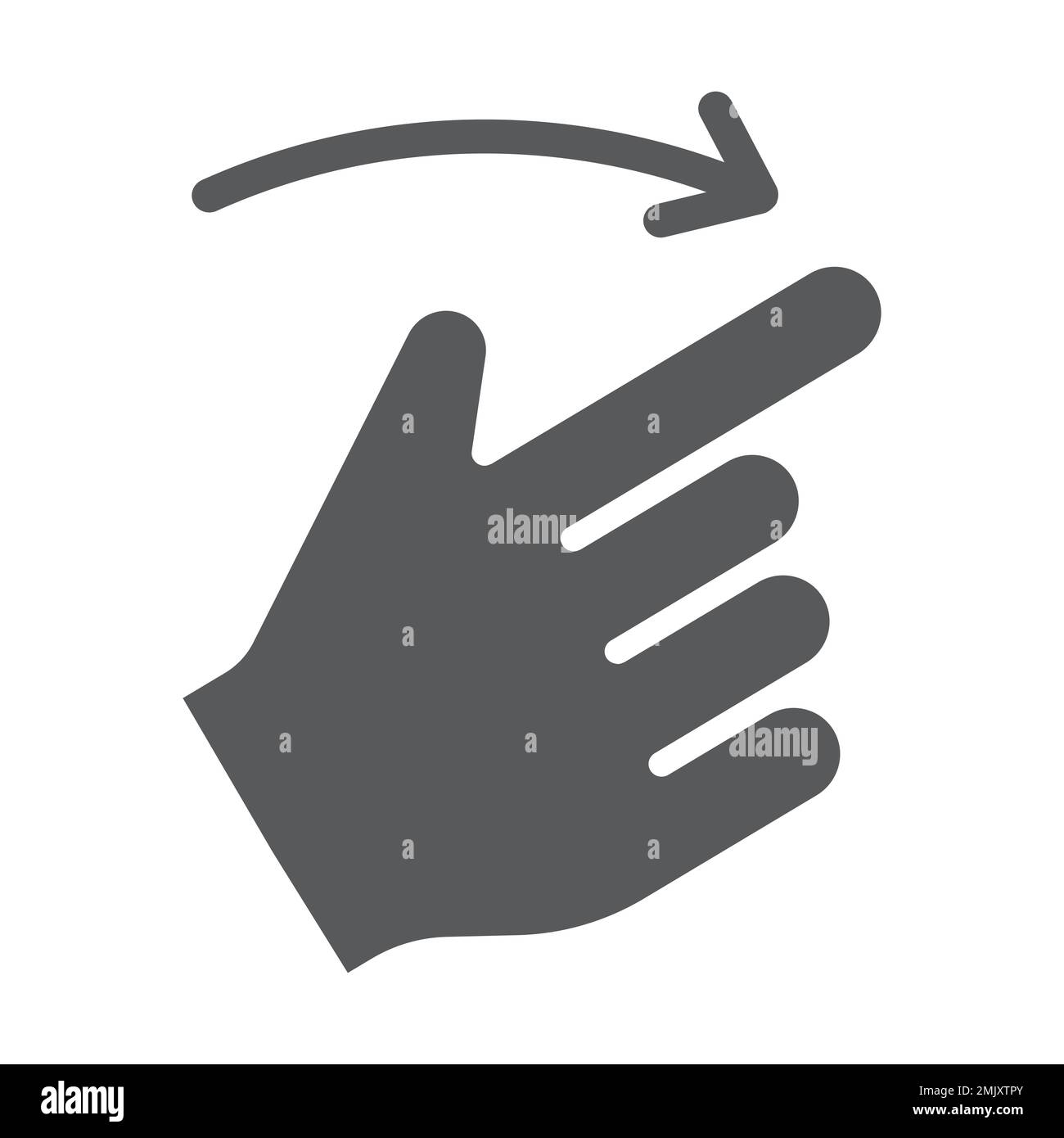 Flick right glyph icon, gesture and hand, swipe sign, vector