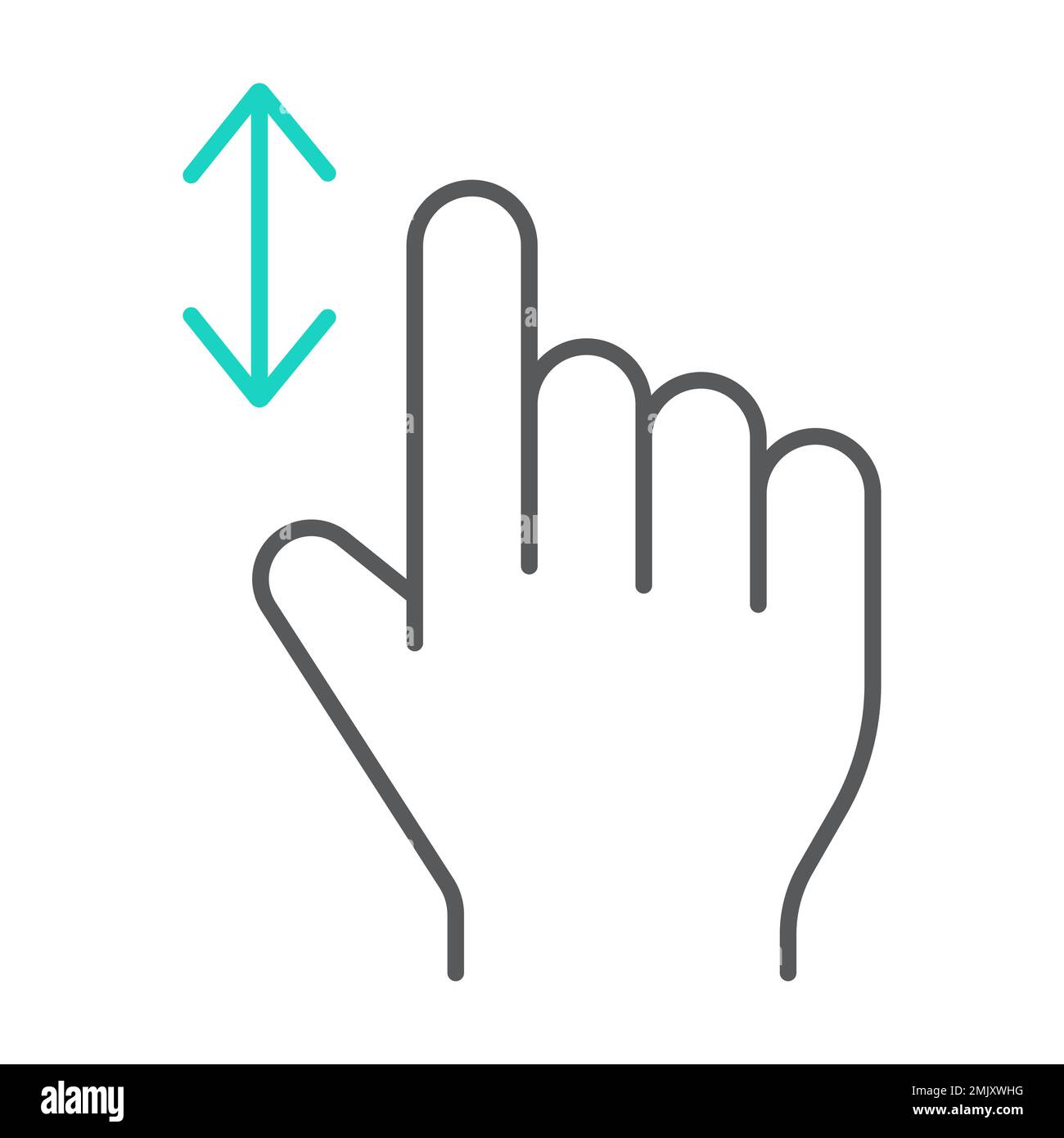 Vertical scroll thin line icon, finger and gesture, hand sign, vector