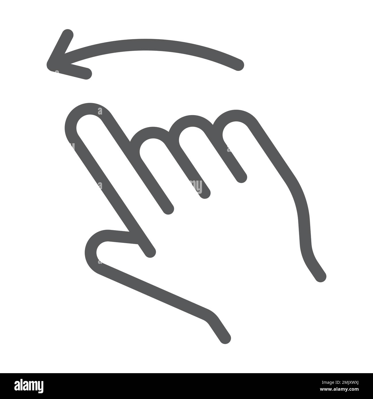 Flick left line icon, action and hand, gesture sign, vector