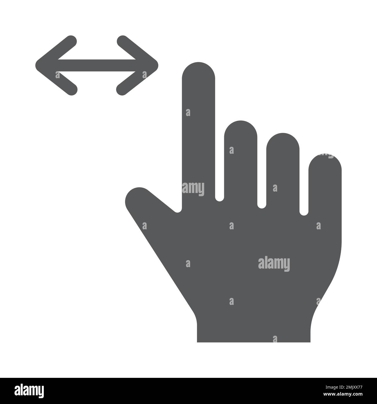 Horizontal scroll glyph icon, finger and gesture, hand sign, vector