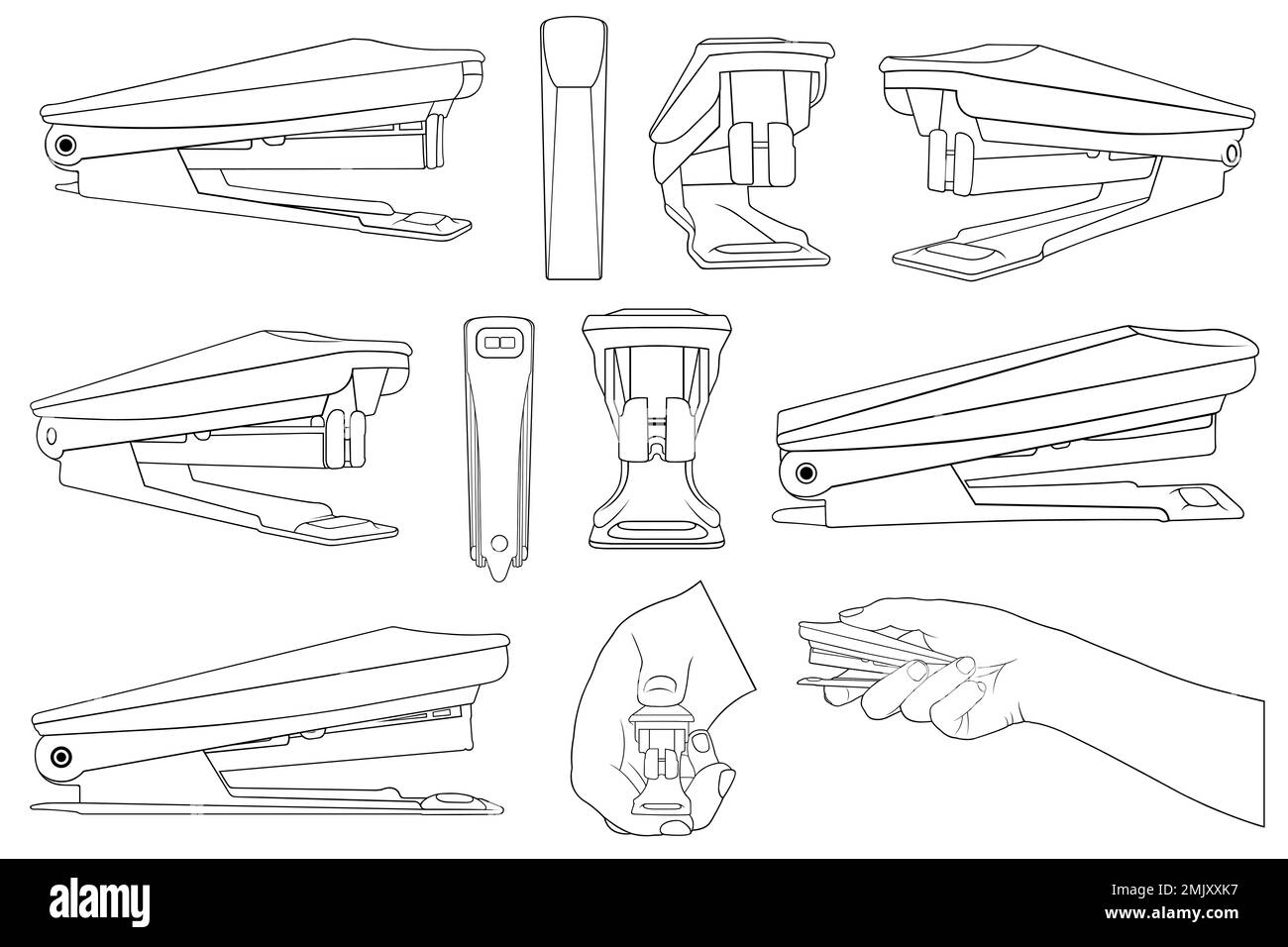 Collection of different staplers isolated on white Stock Photo Alamy
