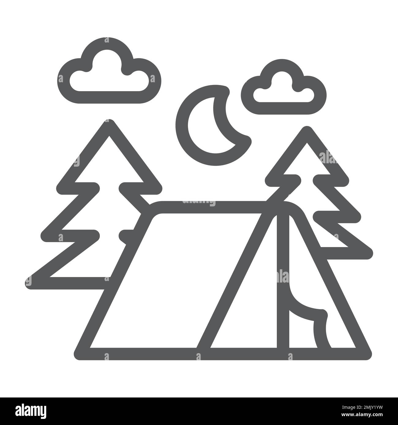 Camping line icon, nature and hiking, camp sign, vector graphics, a linear pattern on a white background, eps 10. Stock Vector