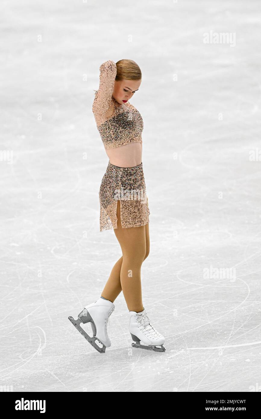 Espoo, Finland. 28th Jan, 2023. Eva-Lotta KIIBUS (EST), during Women Free Skating, at the ISU European Figure Skating Championships 2023, at Espoo Metro Areena, on January 28, 2023 in Espoo, Finland. Credit: Raniero Corbelletti/AFLO/Alamy Live News Credit: Aflo Co. Ltd./Alamy Live News Stock Photo