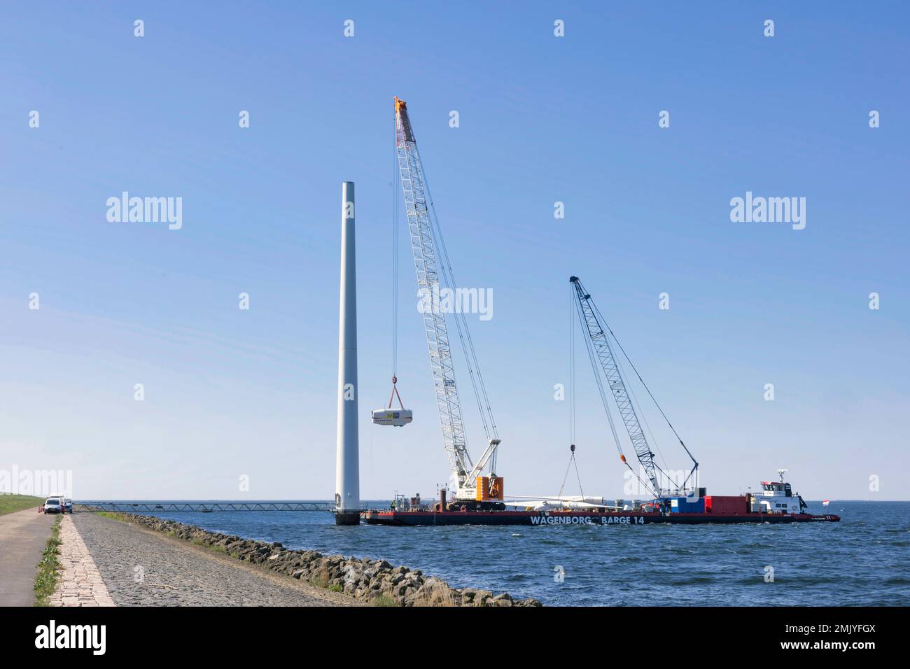 Lelystad, The Netherlands - April 22, 2022: Crane ship and demolition ...