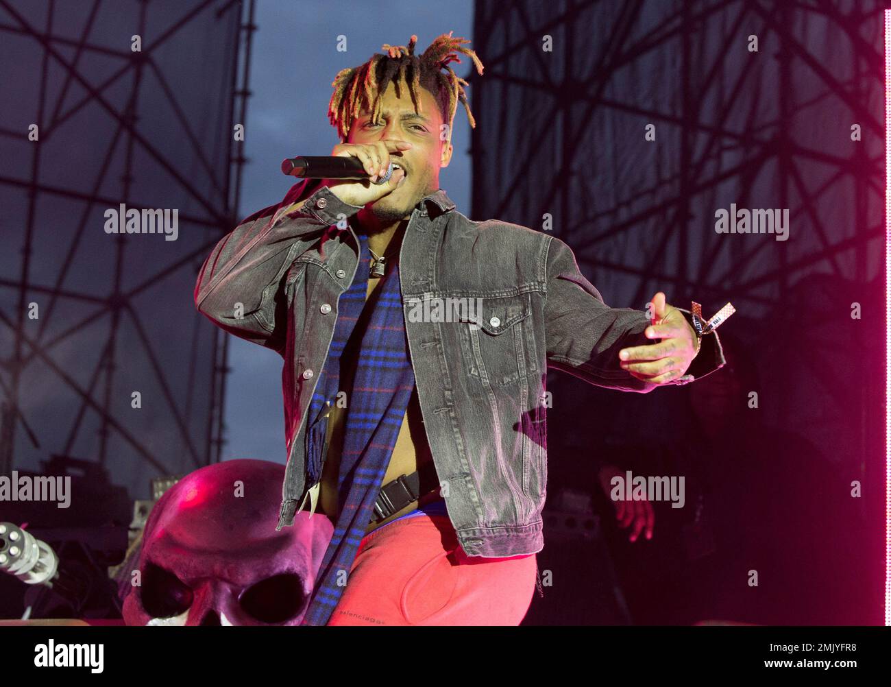 Juice Wrld performs in concert during his "Death Race for Love Tour" at The  Skyline Stage at The Mann Center for the Performing Arts on Wednesday, May  15, 2019, in Philadelphia. (Photo