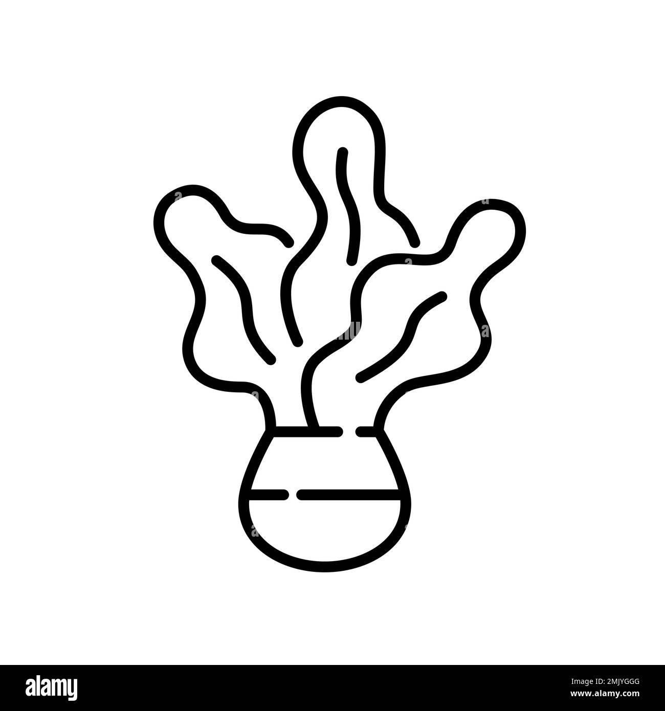 Green leafy plant in a flower pot. Pixel perfect, editable stroke icon Stock Vector Image & Art