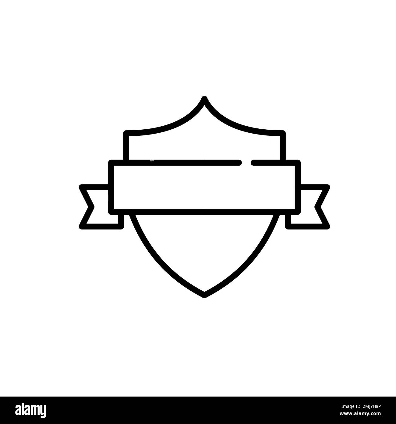 Shield icon with banner. Pixel perfect, editable stroke icon Stock