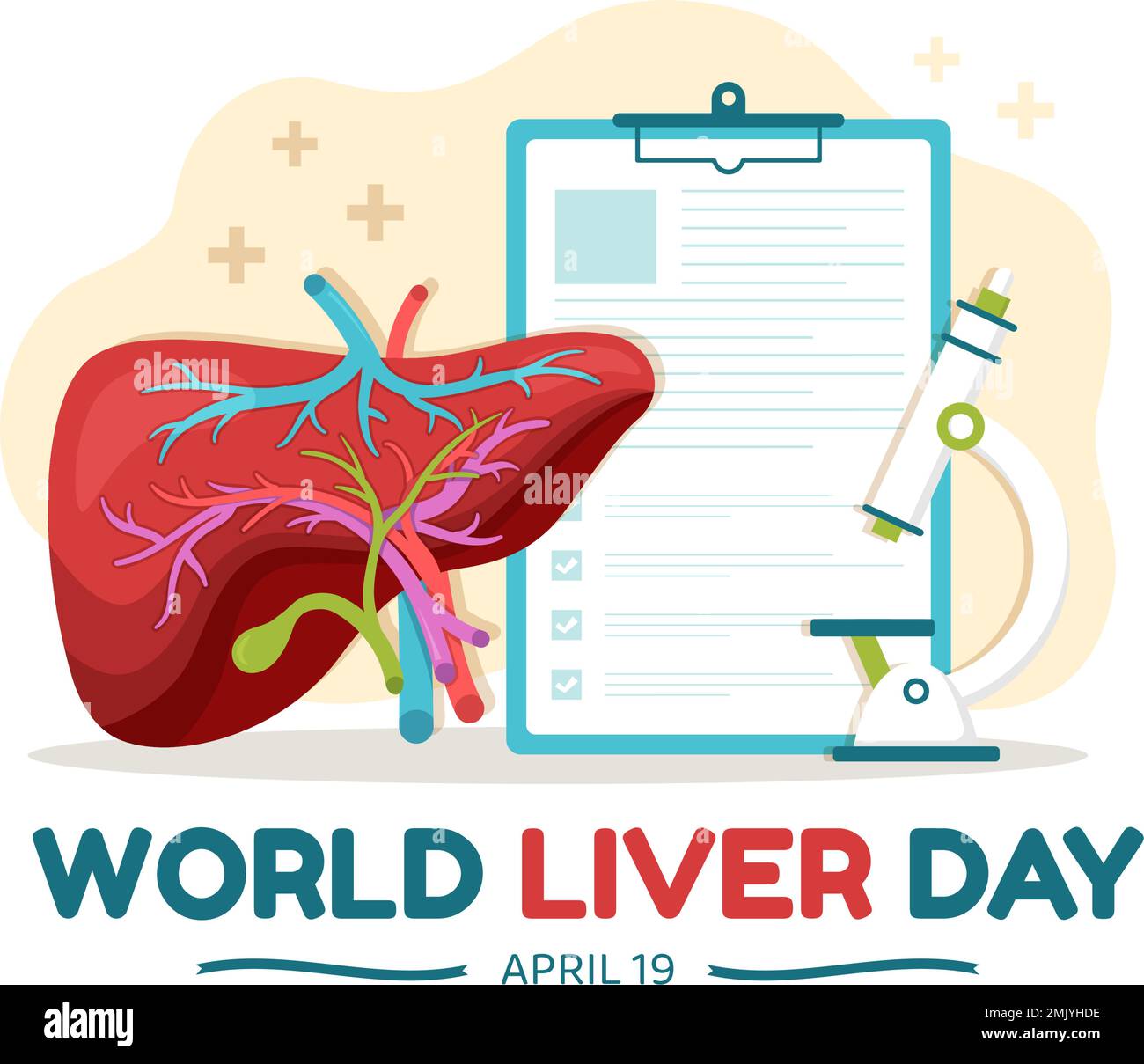 World Liver day on April 19th Illustration to Raise Global Awareness of Hepatitis in Flat