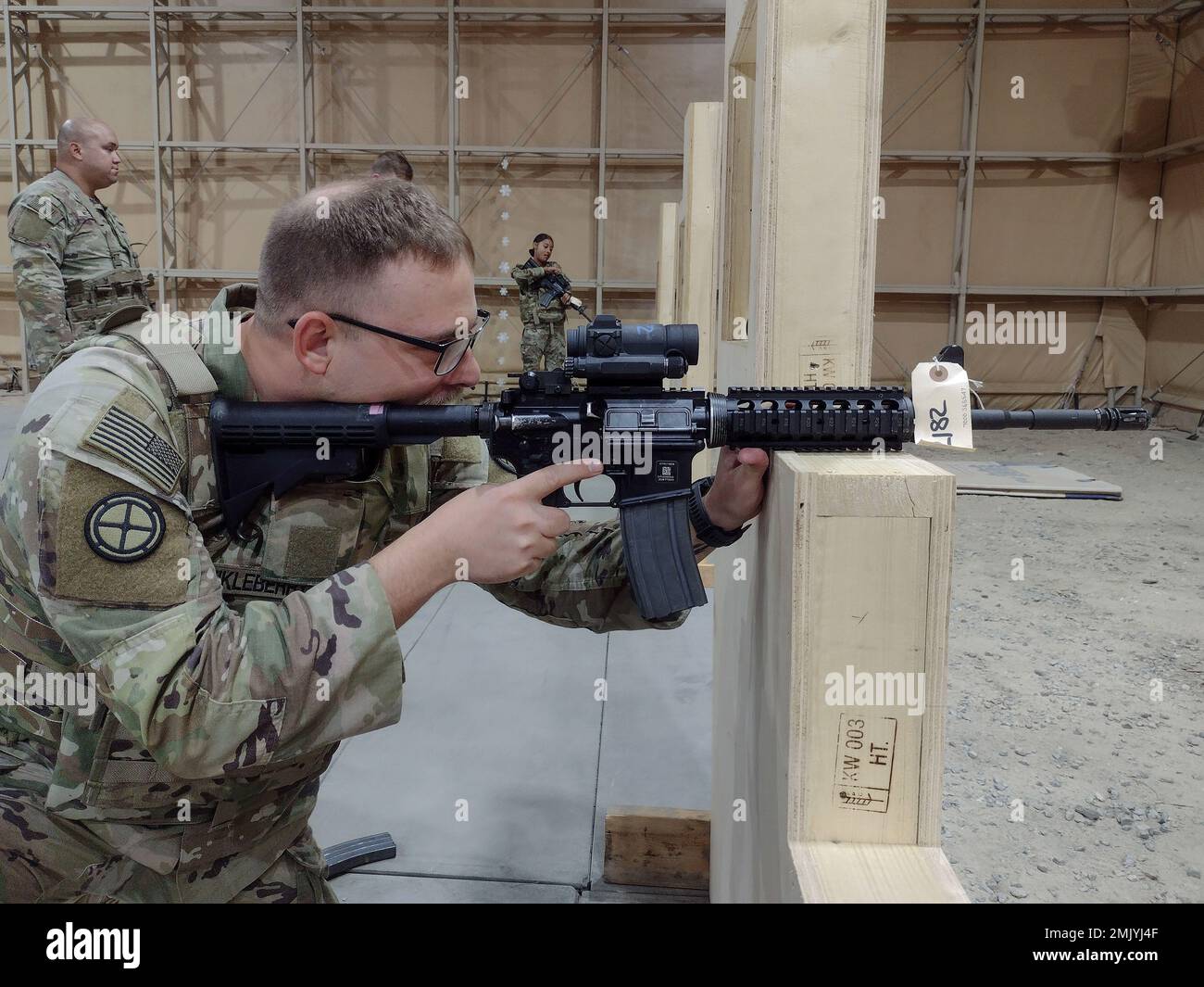 U.S. Army Sgt. Bryan Eikleberry practices the standing supported firing