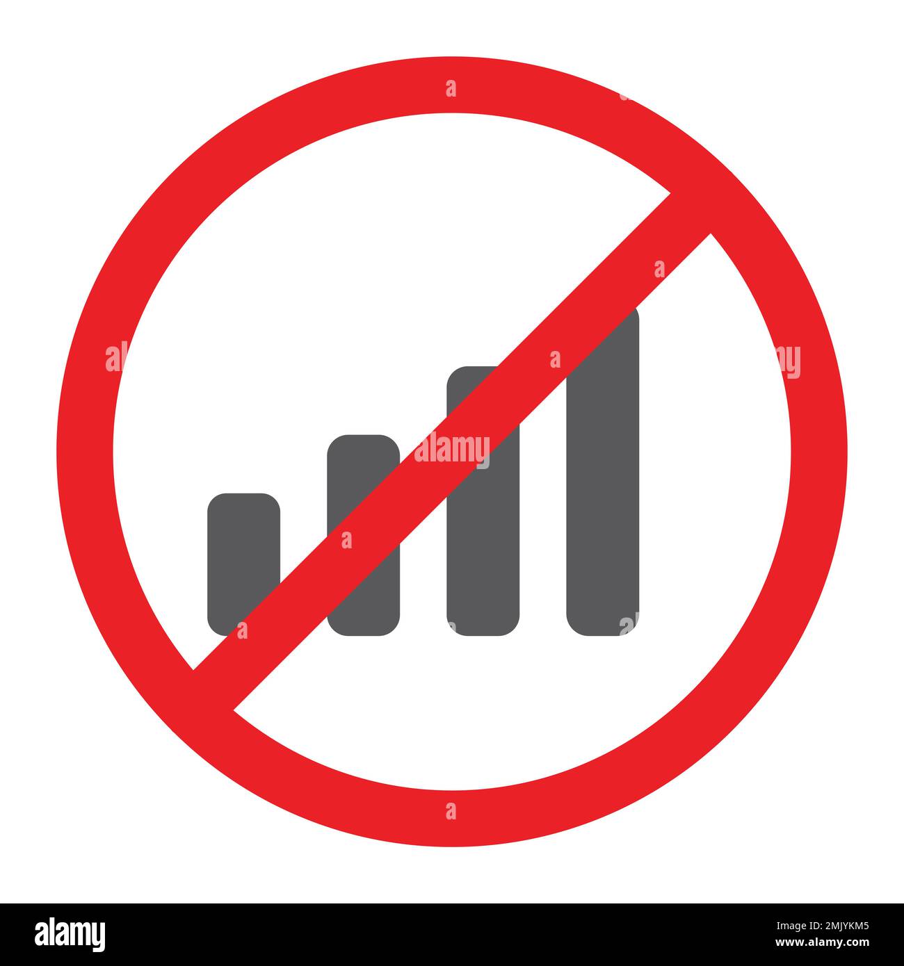 No signal glyph icon, prohibited and ban, no connection sign, vector