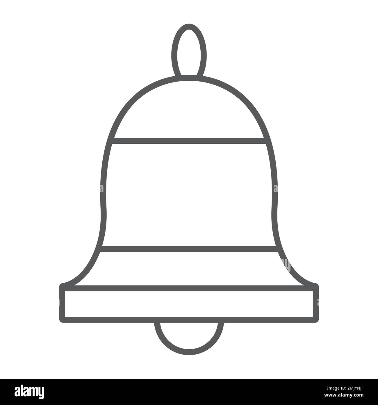 Bell thin line icon, ring and alert, alarm sign, vector graphics, a linear pattern on a white background, eps 10. Stock Vector
