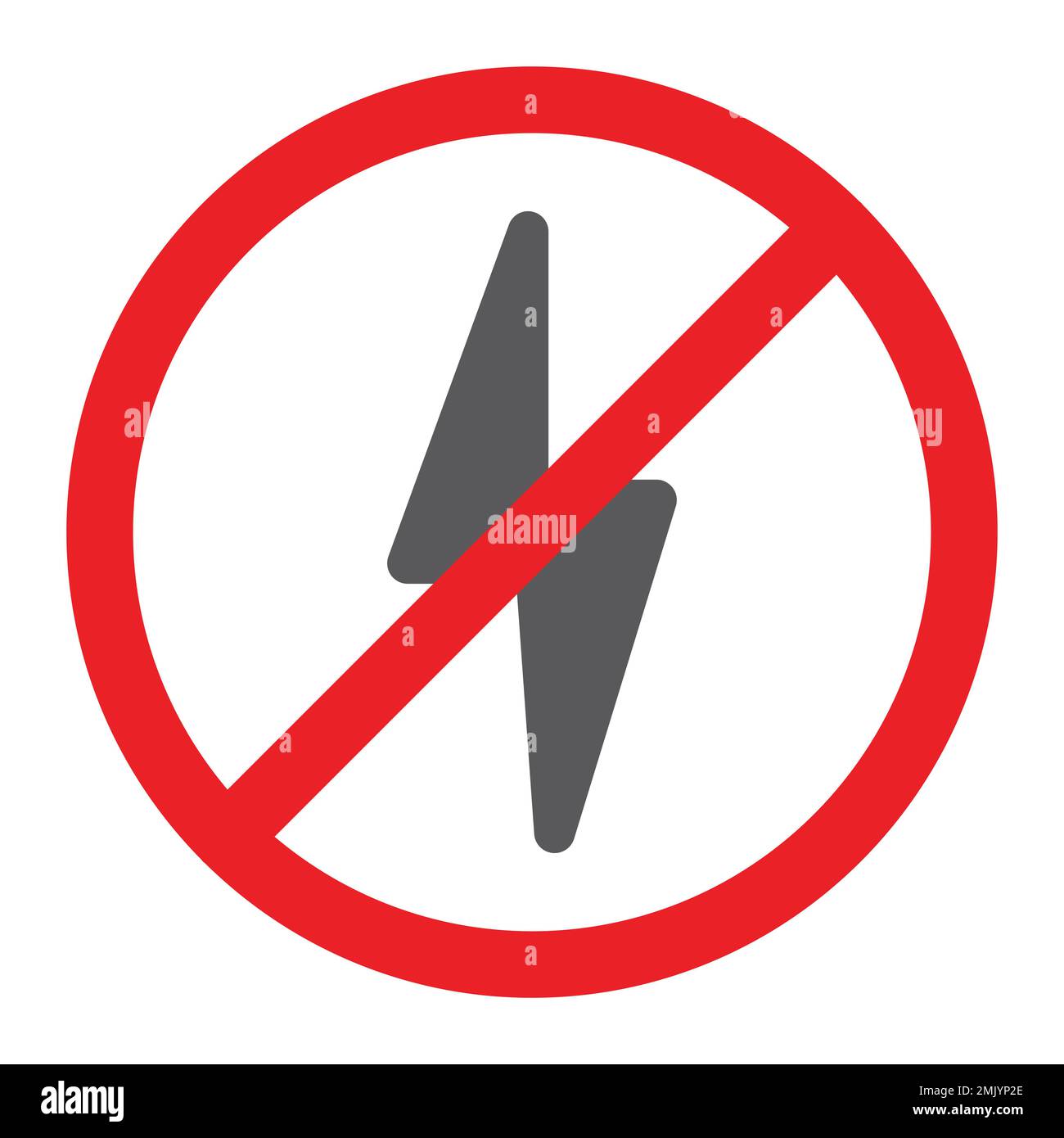 No electricity glyph icon, prohibited and ban, no lightning sign