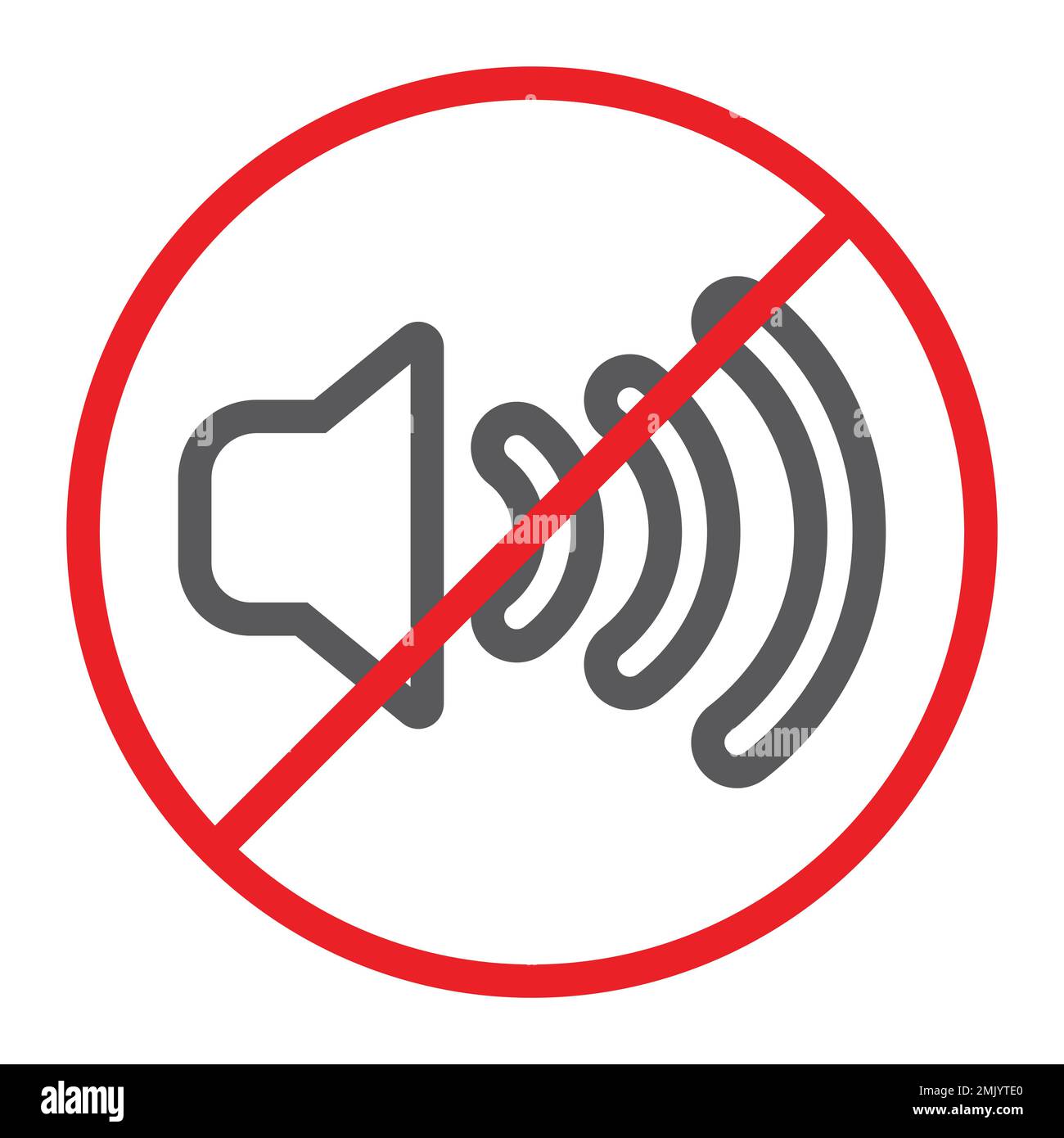 No sound line icon, prohibited and silence, no noise sign, vector