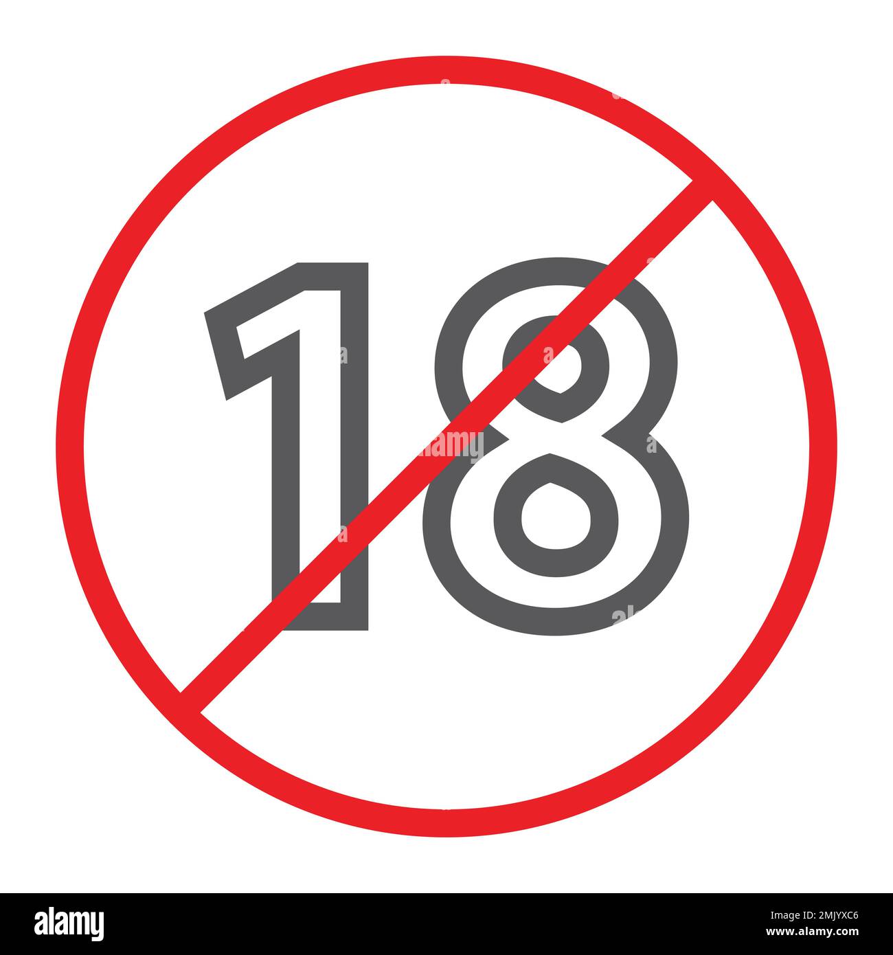 No 18 plus line icon, prohibited and ban, age restriction sign, vector graphics, a linear pattern on a white background, eps 10. Stock Vector