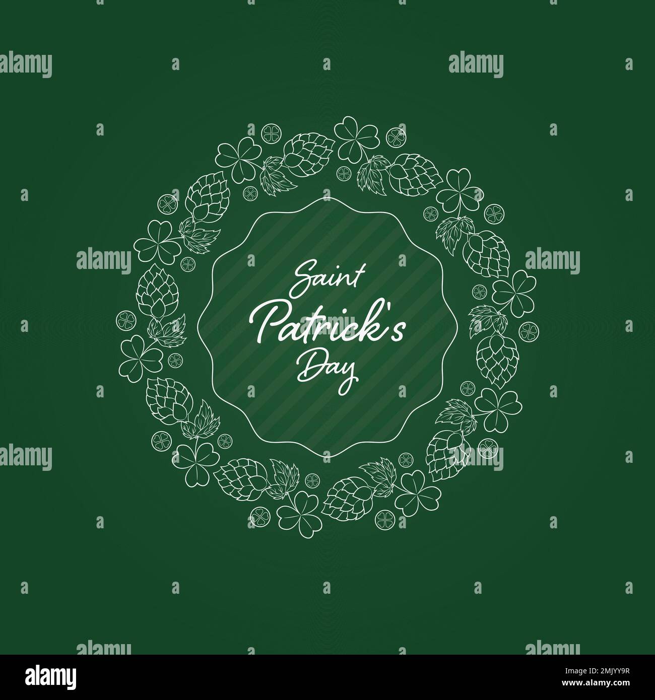 saint patricks day background with hop, shamrock and coins Stock Vector