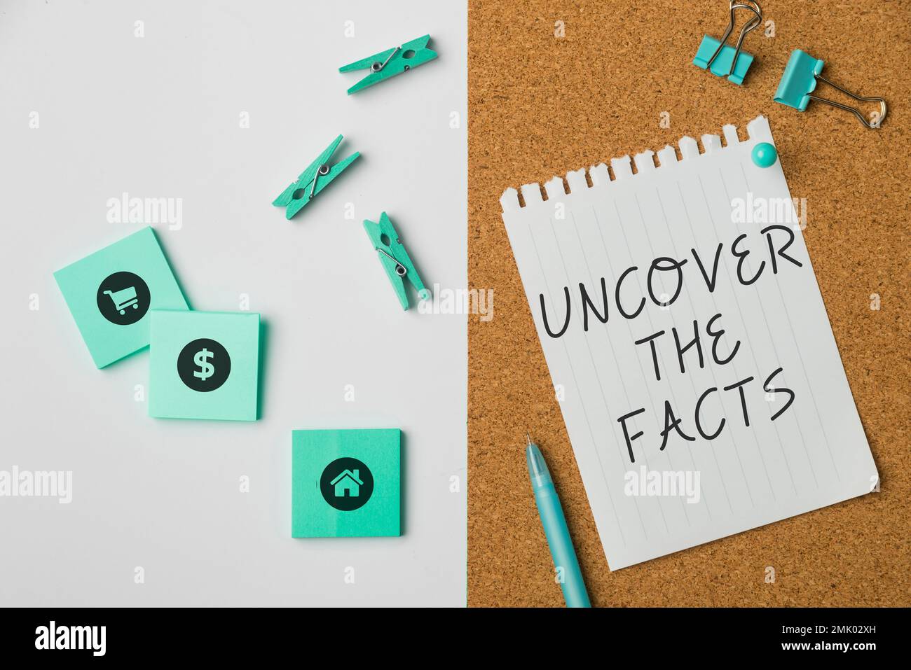 Hand writing sign Uncover The Facts. Business concept Find the truth ...