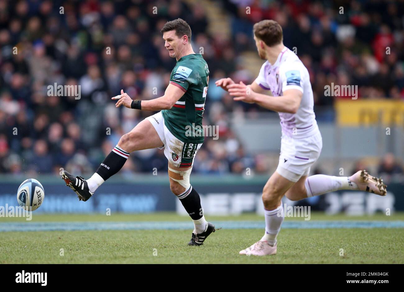 Leicester Tigers' Freddie Burns during the Gallagher Premiership match at the Mattioli Woods Welford Road Stadium, Leicester. Picture date: Saturday January 28, 2023. Stock Photo