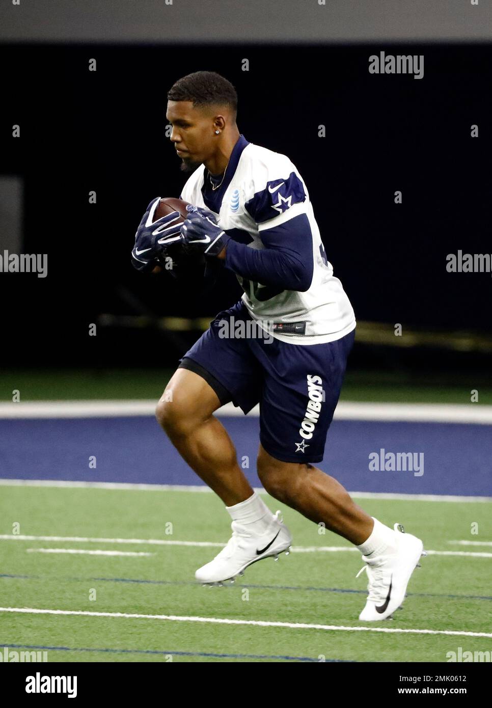 Dallas Cowboys rookie running back Tony Pollard (36) participates in drills  during a NFL football mini camp at the team's training facility in Frisco,  Texas, Friday, May 10, 2019. (AP Photo/Tony Gutierrez