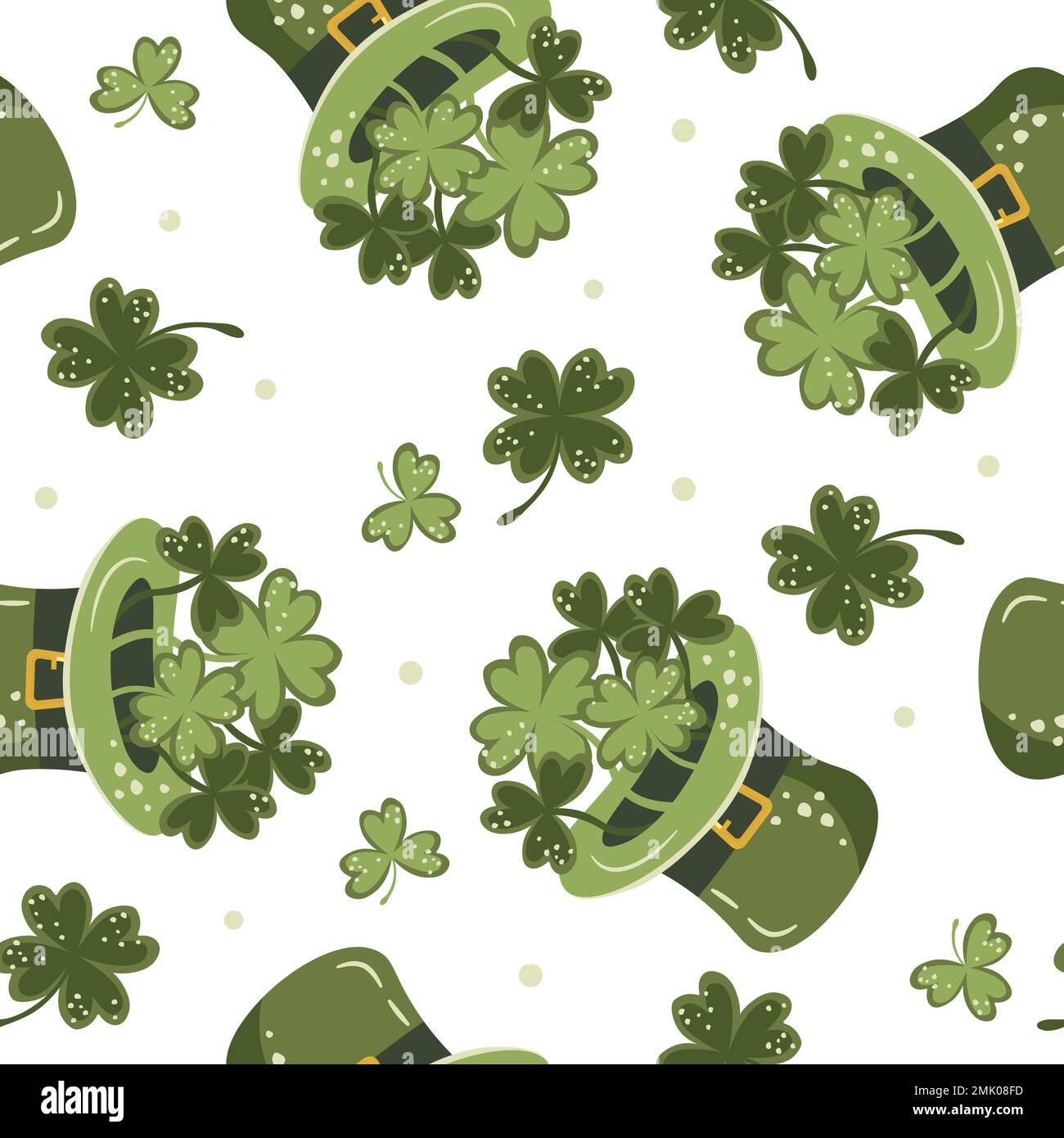 decorative pattern saint patrick hand drawn hat with clover Stock Vector