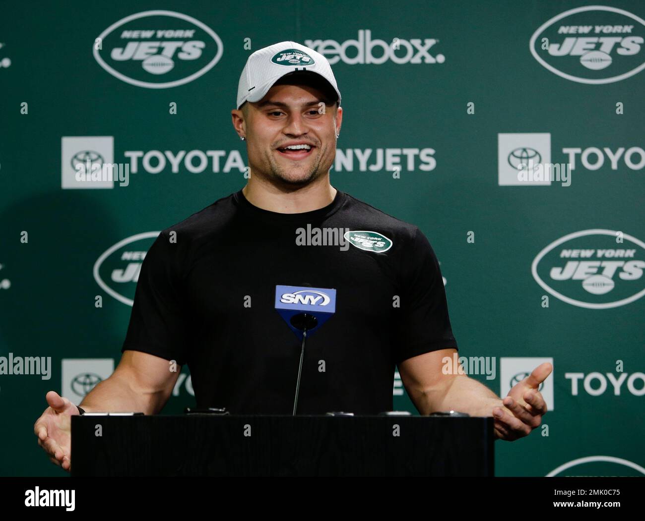 New York Jets' Blake Cashman speaks during an NFL football news conference  Friday, May 10, 2019, in Florham Park, N.J. (AP Photo/Frank Franklin II  Stock Photo - Alamy