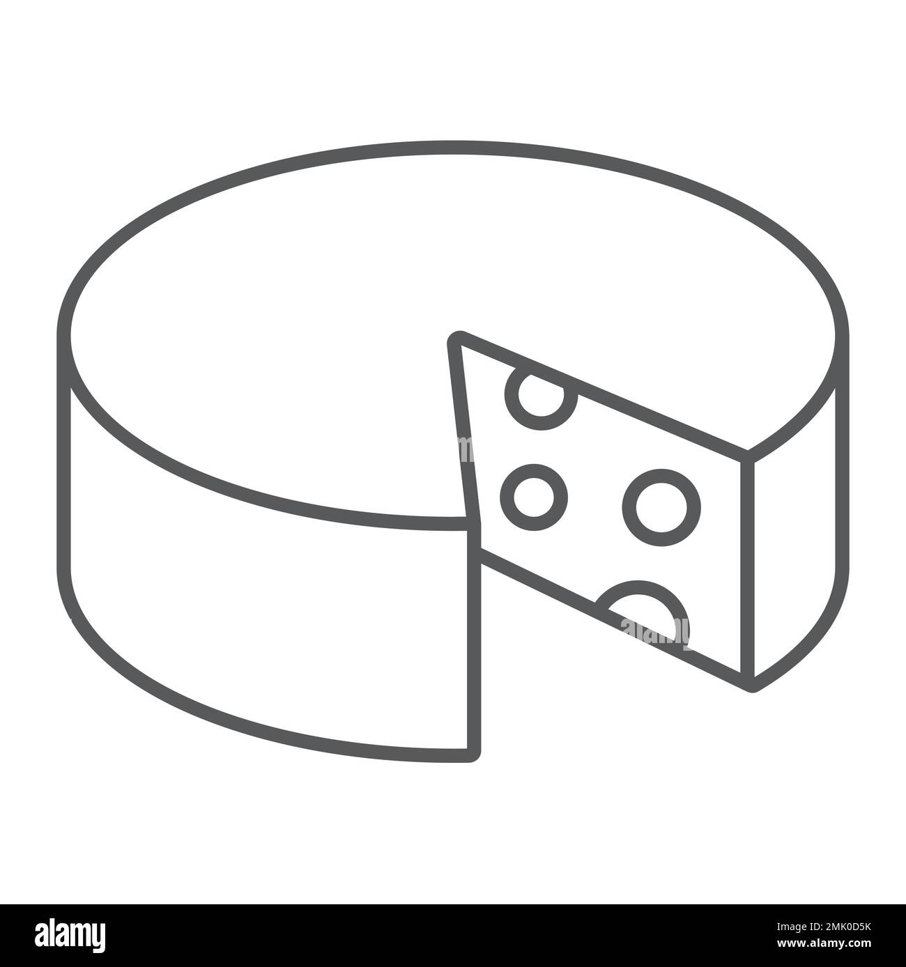 Cheese thin line icon, food and milk, cheddar sign, vector graphics, a