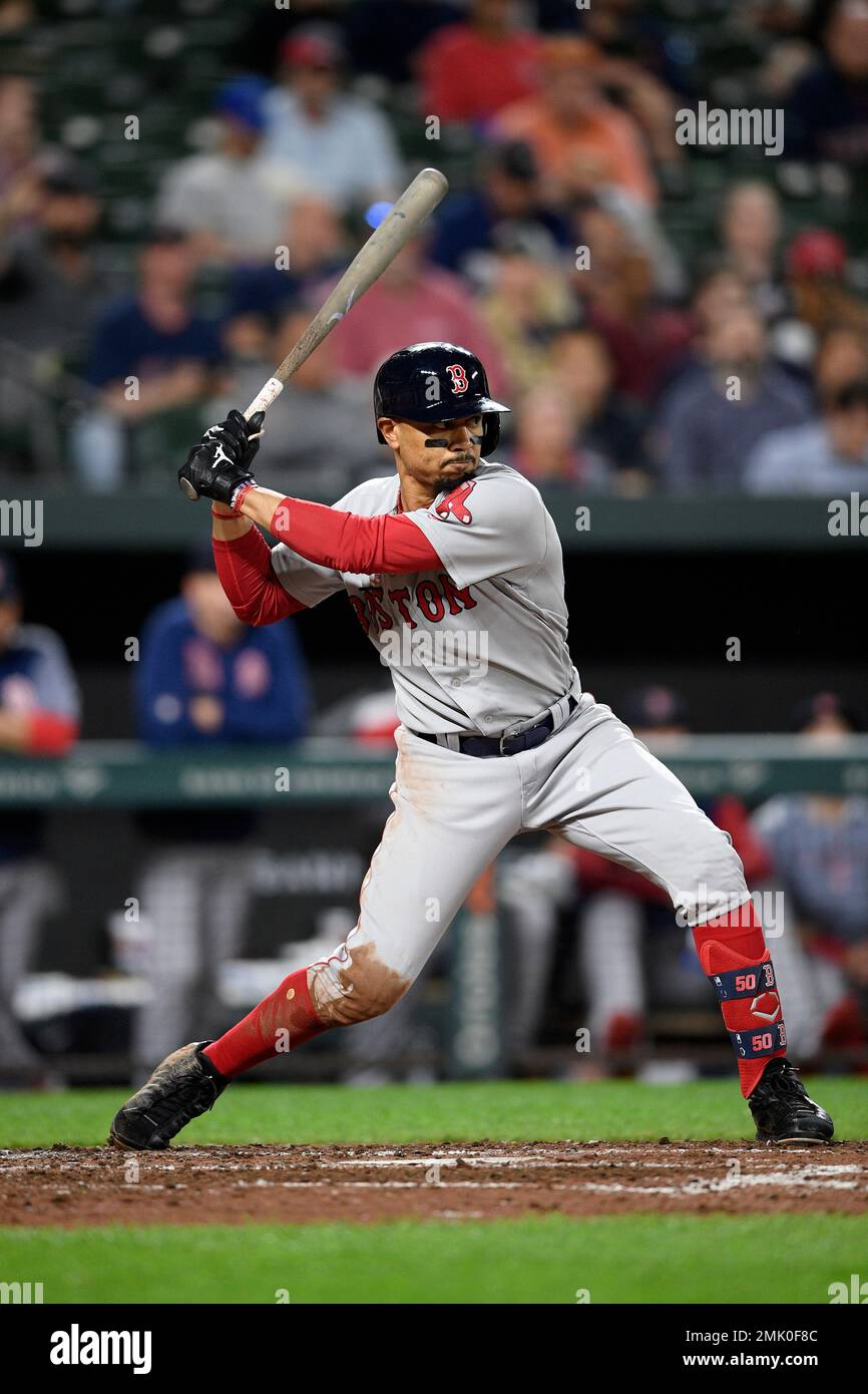 Boston Red Sox' Mookie Betts bats during a baseball game against the ...