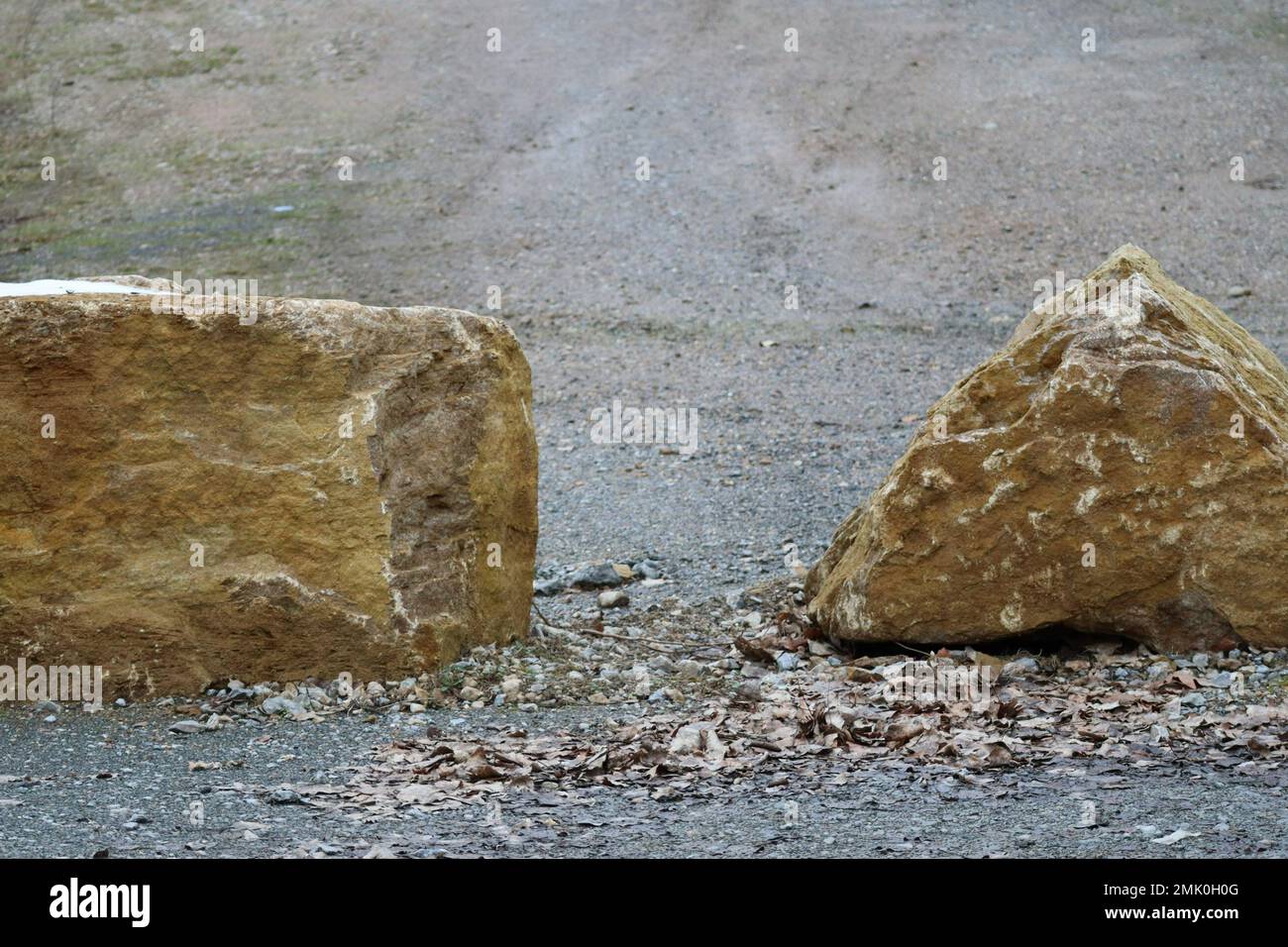 rectangular and triangular Stone as Entry barrier Stock Photo