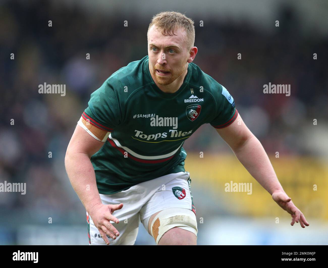 Leicester Tigers’ Tommy Reffell during the Gallagher Premiership match at the Mattioli Woods Welford Road Stadium, Leicester. Picture date: Saturday January 28, 2023. Stock Photo