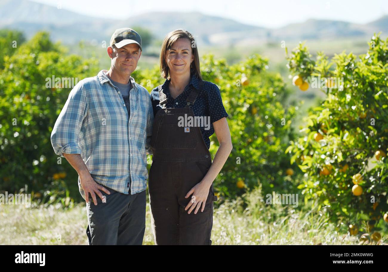 This April 17, 2019 photo shows John Chester, left, and his wife Molly