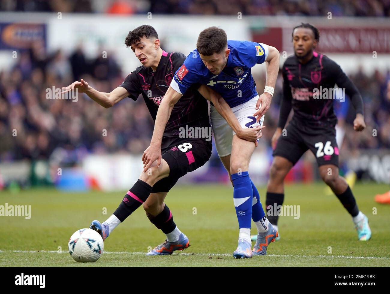 Burnley’s Ameen Al-Dakhil (left) Ipswich Town's George Hirst battle for ...