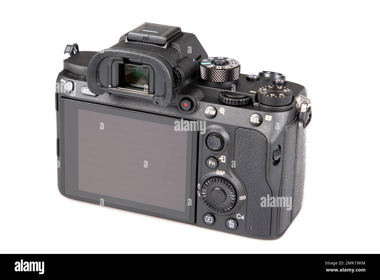 back view of DSLR camera LCD screen on white background Stock Photo Alamy