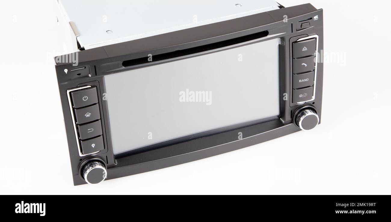 Car digital media receiver front view isolated in white background