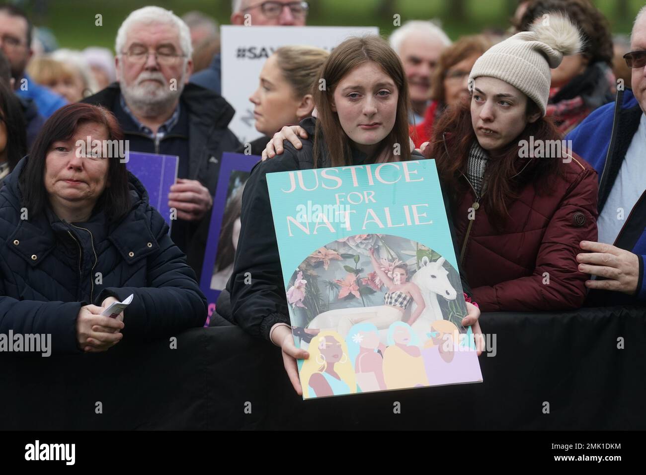 People at a vigil at Lurgan Park in Lurgan, Co Armagh in memory of murder victim Natalie McNally and opposing violence against women. Picture date: Saturday January 28, 2023. Stock Photo