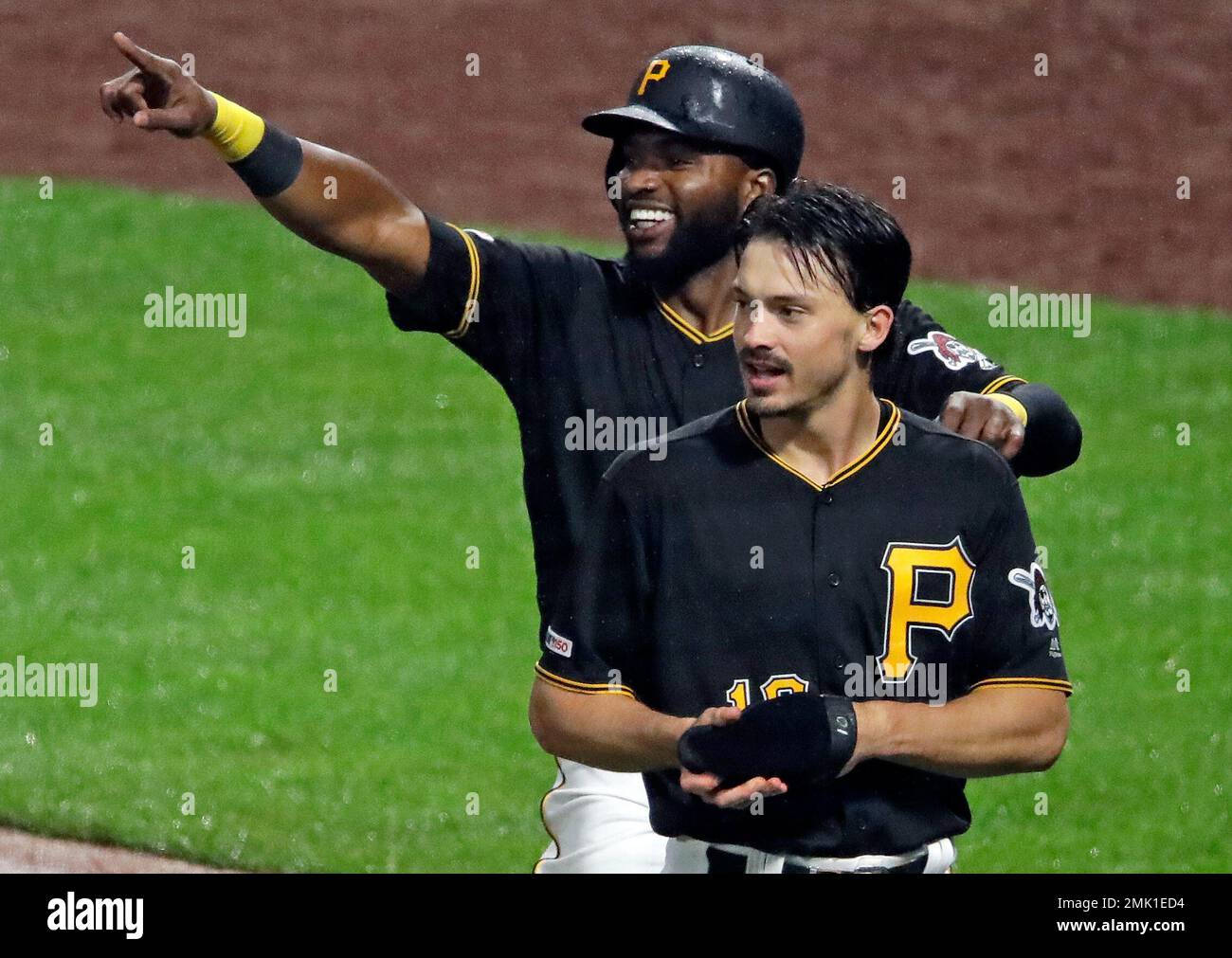 Pittsburgh Pirates' Ka'ai Tom goes to bat against the Cincinnati Reds  during a baseball game, Monday, May 10, 2021, in Pittsburgh. (AP  Photo/Keith Srakocic Stock Photo - Alamy