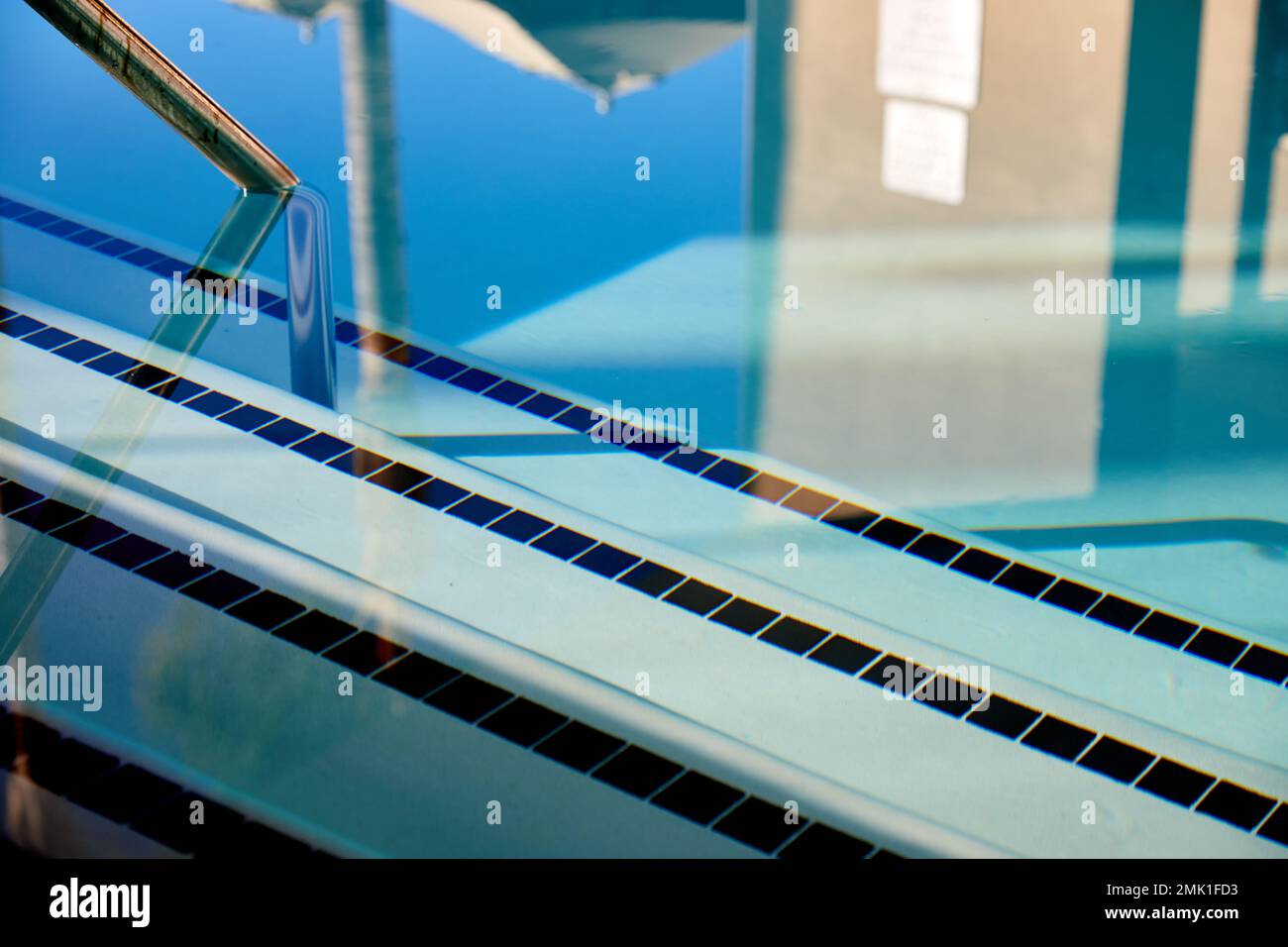 Swimming pool, handrail and stairs Stock Photo Alamy