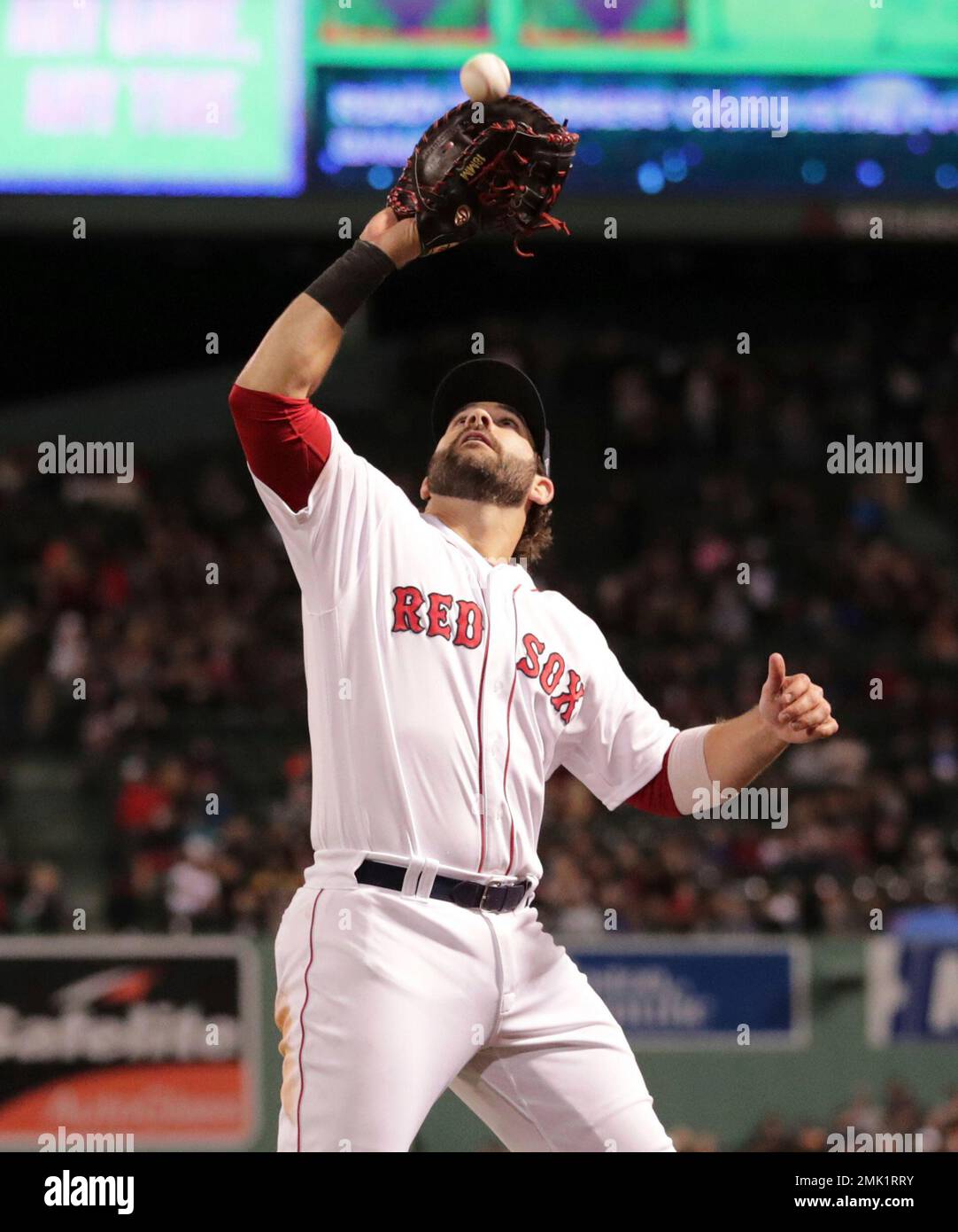 Boston Red Sox's Mitch Moreland during a baseball game at Fenway Park,  Tuesday, April 30, 2019, in Boston. (AP Photo/Charles Krupa Stock Photo -  Alamy