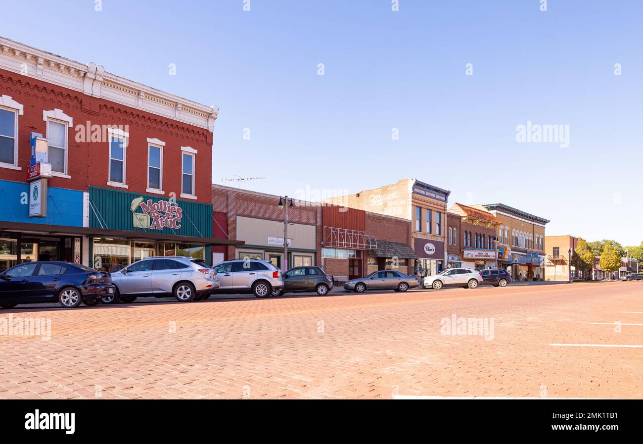 Kingman, Kansas, USA October 17 2022 The old business district on