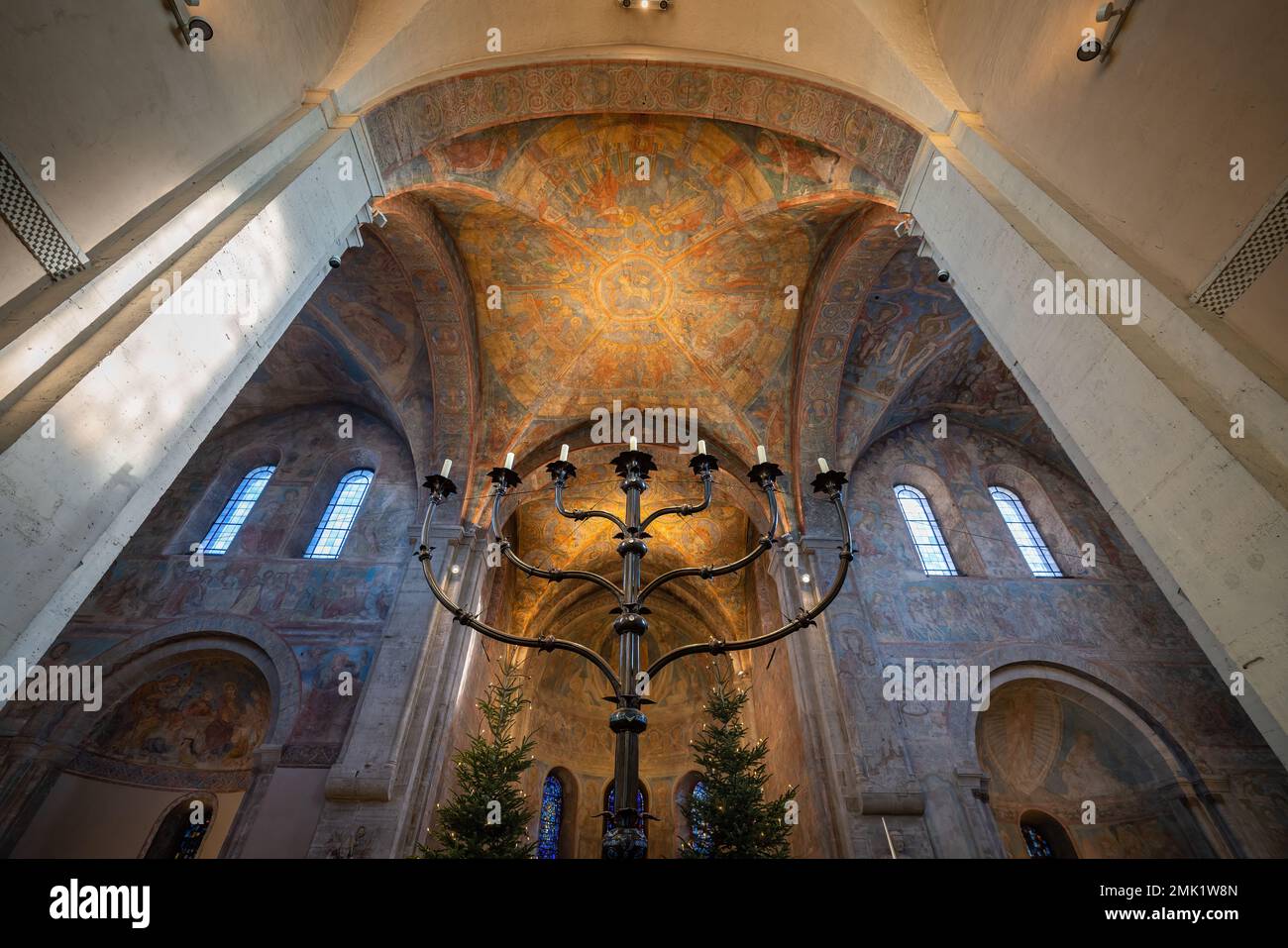 Seven-Branched Candelabra at St. Blasii Cathedral Interior - Braunschweig, Lower Saxony, Germany Stock Photo