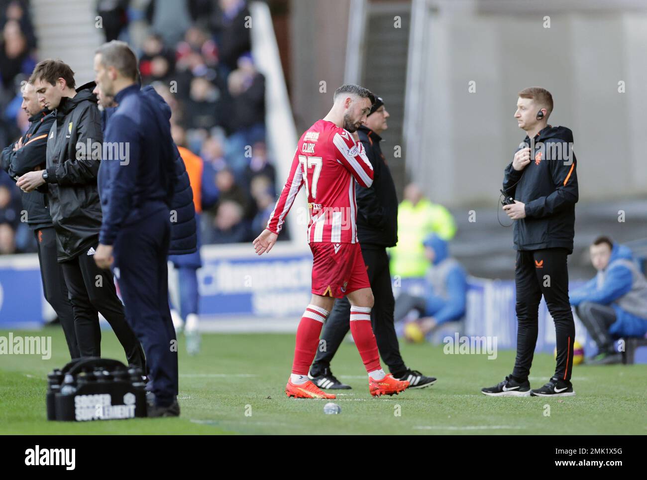 St Johnstone's Nicky Clark reacts after being sent off during the cinch ...