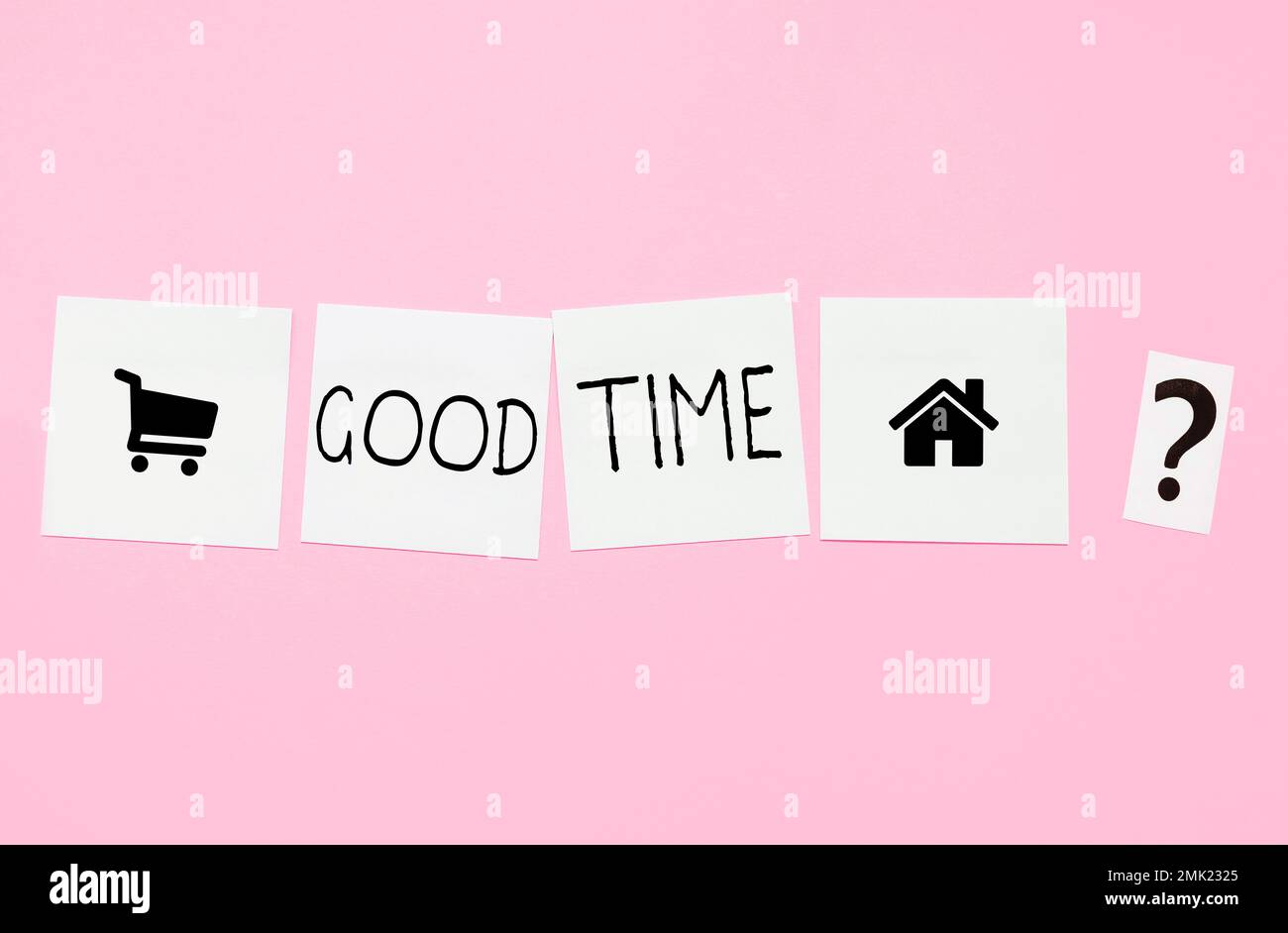 Text caption presenting Good Time. Word Written on the right moment to