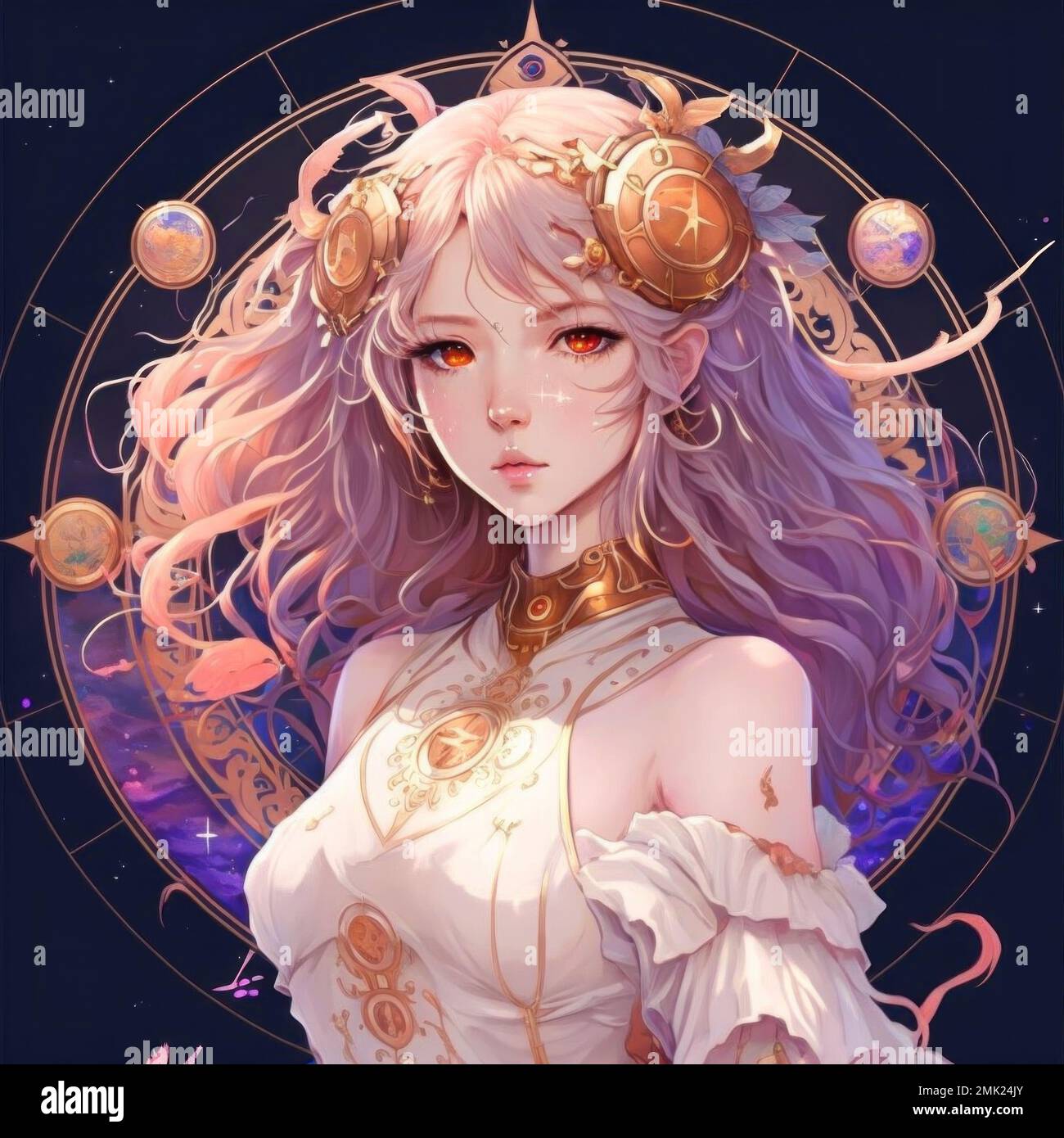 Virgo magical zodiac sign, astrology, anime style Stock Photo - Alamy Virgo magical zodiac sign, astrology, anime style Stock Photo - Alamy