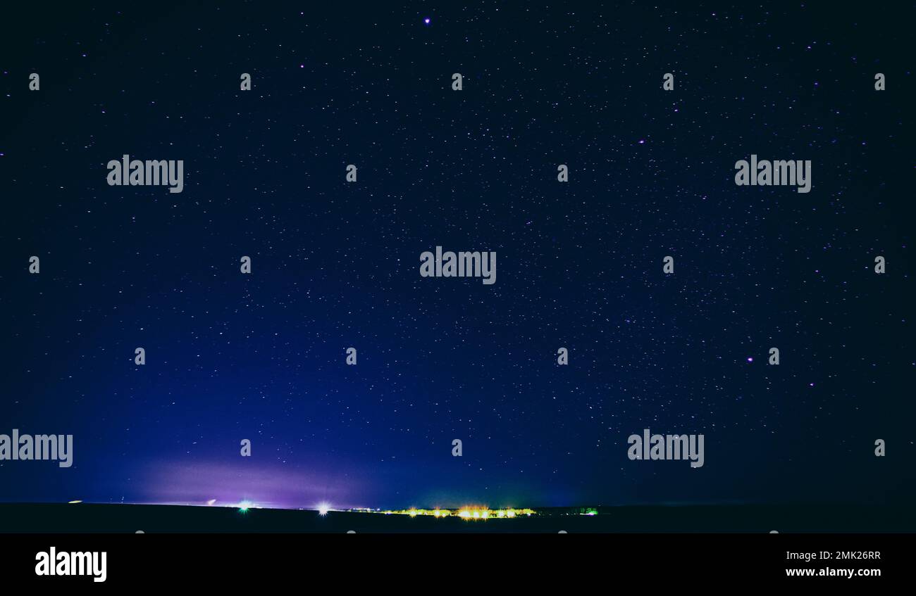 Colourful Night Starry Sky In Blue Colors. Amazing Night View Sky Above ...