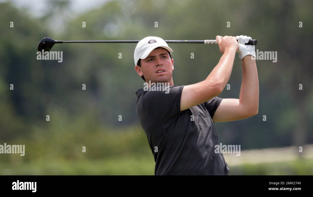 Georgia's Spencer Ralston watches his drive off the 13th tee during the ...