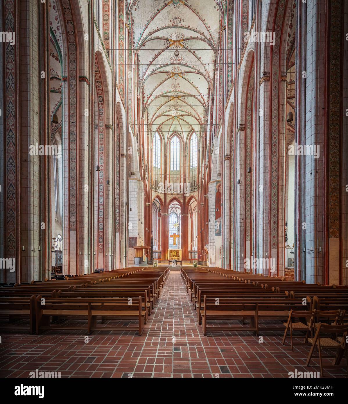 St. Mary Church (Marienkirche) Interior - Lubeck, Germany Stock Photo
