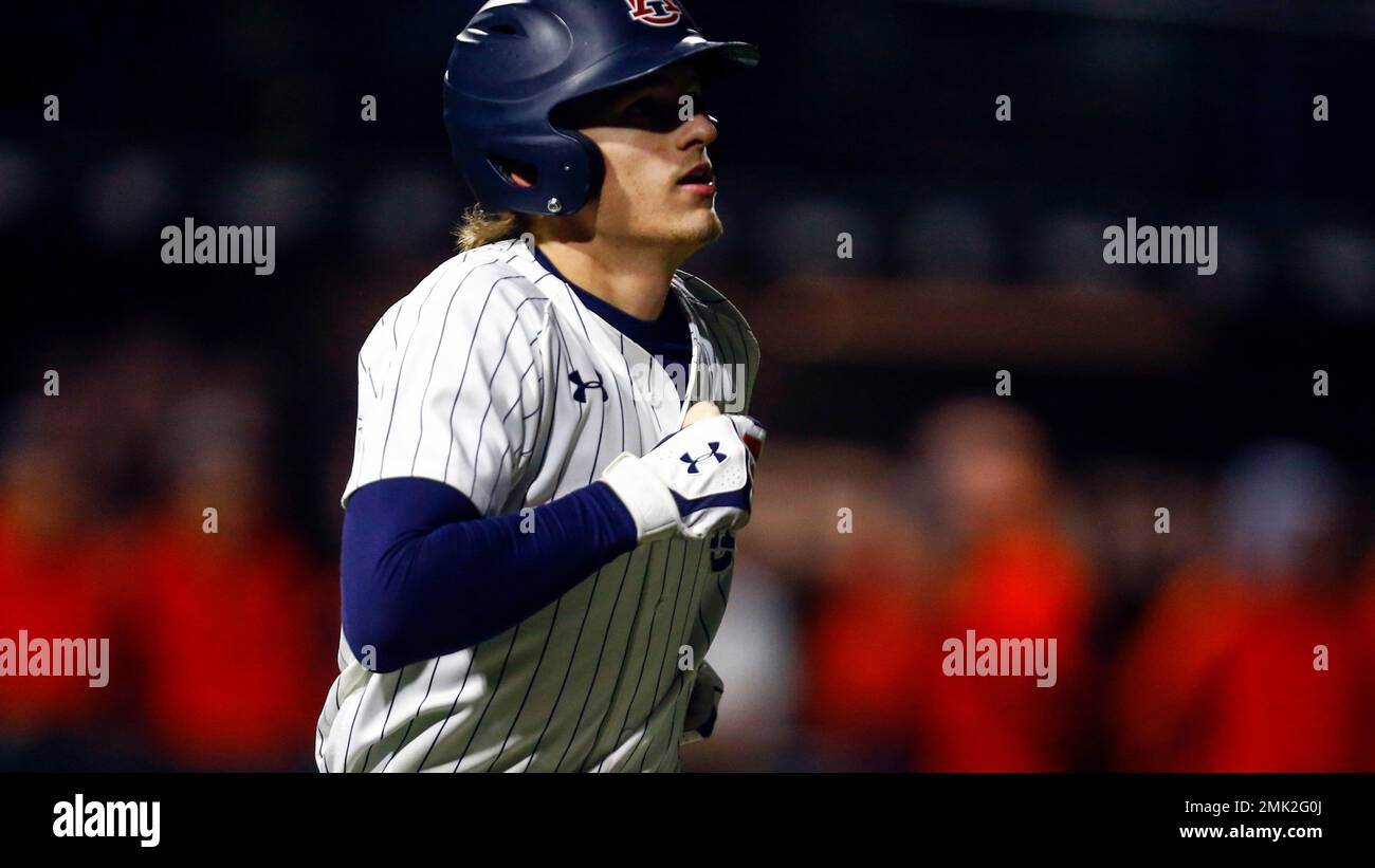 Auburn's Matt Scheffler runs to first during an NCAA college baseball game  against Ole Miss, Friday, April 19, 2019, in Auburn, Ala. (AP Photo/Butch  Dill Stock Photo - Alamy