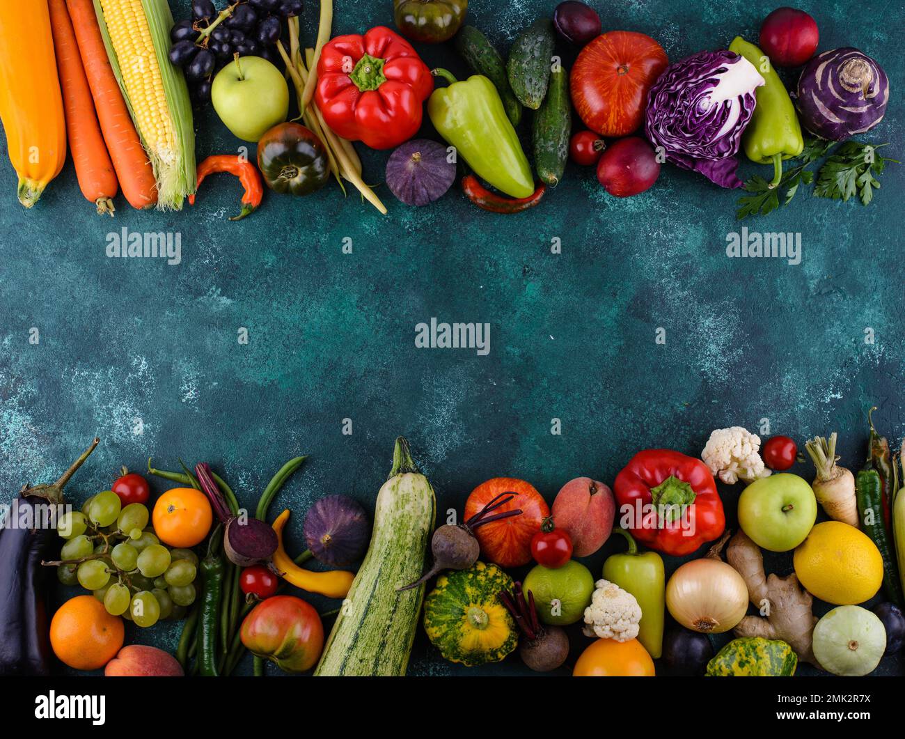 Assortment of rainbow color vegetables and fruits Stock Photo - Alamy