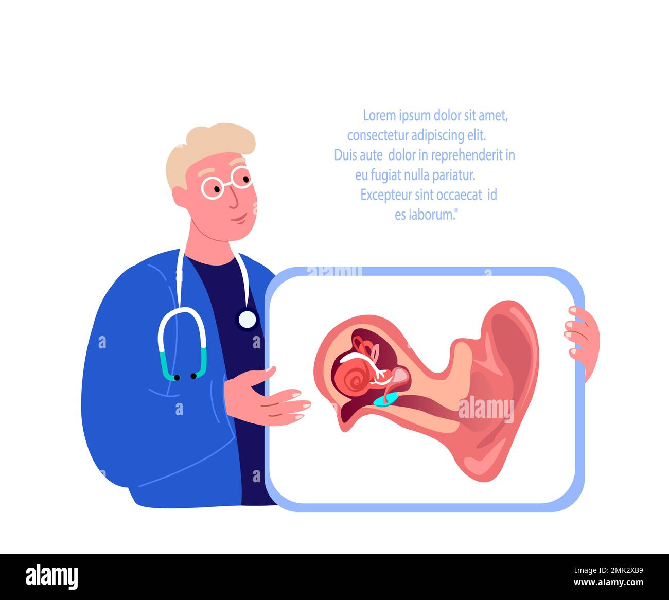 Audiologist Professors Scientists ENT-Doctors Examine Ear Anatomy Structure.Inflammation,Ear Pain.Otitis Digital Treatment.Research,Clinical Investiga Stock Photo