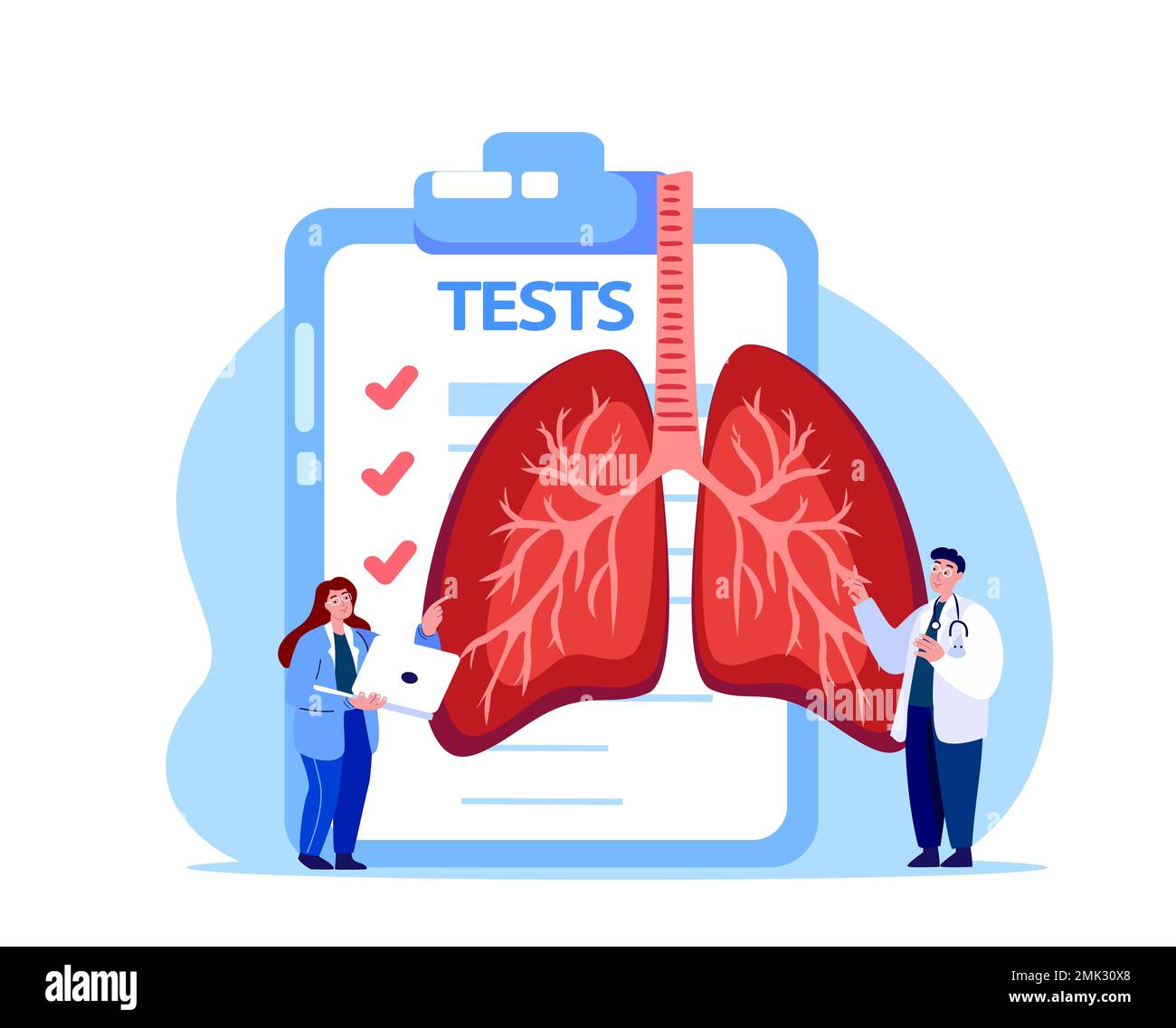 Pulmonologist Virologist Scientist Doctor Examine Tests,Analysis,Magnetic Resonance Imagine.Lungs,Trachea,Bronchi Research.Labolatory Clinical Investi Stock Photo