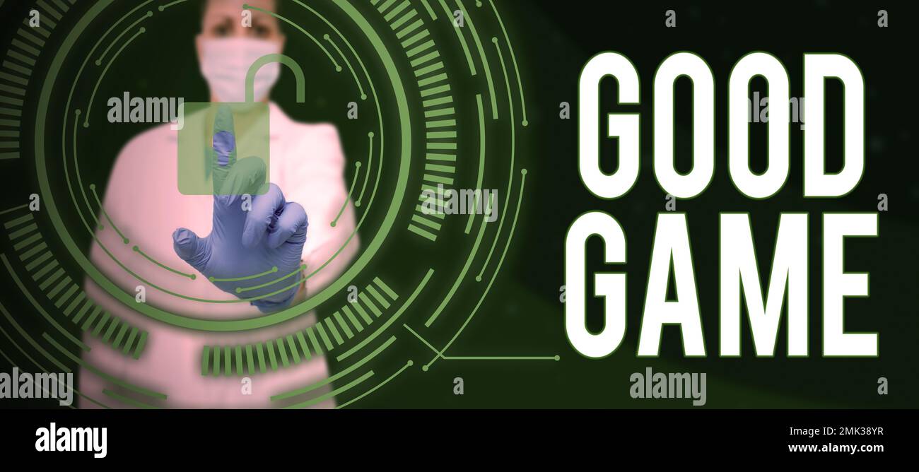 Text caption presenting Good Game. Concept meaning term frequently used